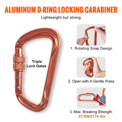 VEVOR Steel Core flipline, 1/2" x 12' Arborist Flipline, Flip Line for Tree Climbing with Alloy Steel Snap Hook, Aluminum Alloy Carabiner and Extra Tool Lanyard, for Arborist, Tree Climbers