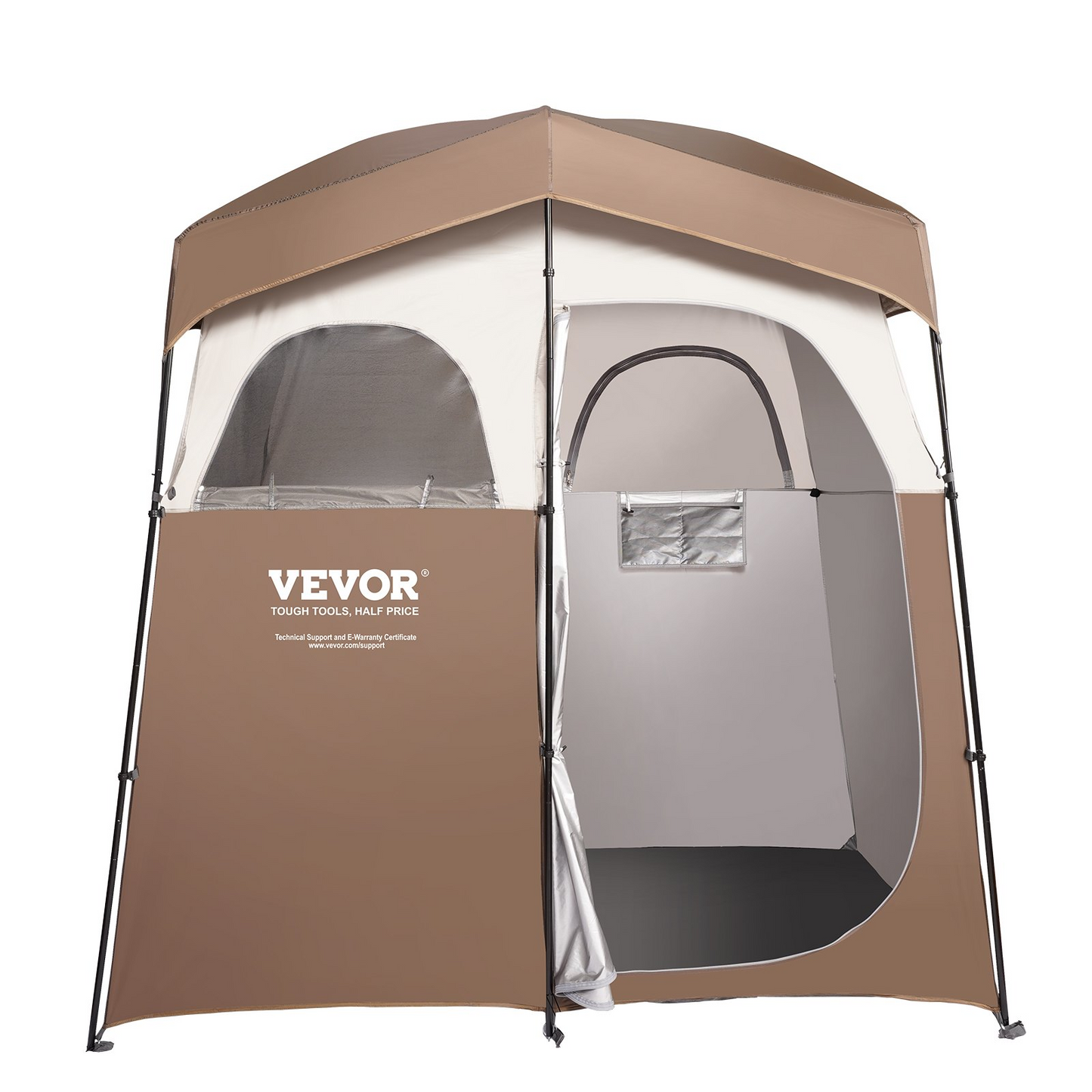 VEVOR Camping Shower Tent, 83" x 42" x 83" 2 Rooms Oversize Outdoor Portable Shelter, Privacy Tent with Detachable Top, Pockets, Hanging Rope and Clothesline, for Dressing, Changing, Toilet, Bathroom