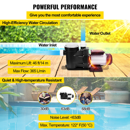 Swimming Pool Pump Water 750W 1HP Self Priming Filter Electric Spa