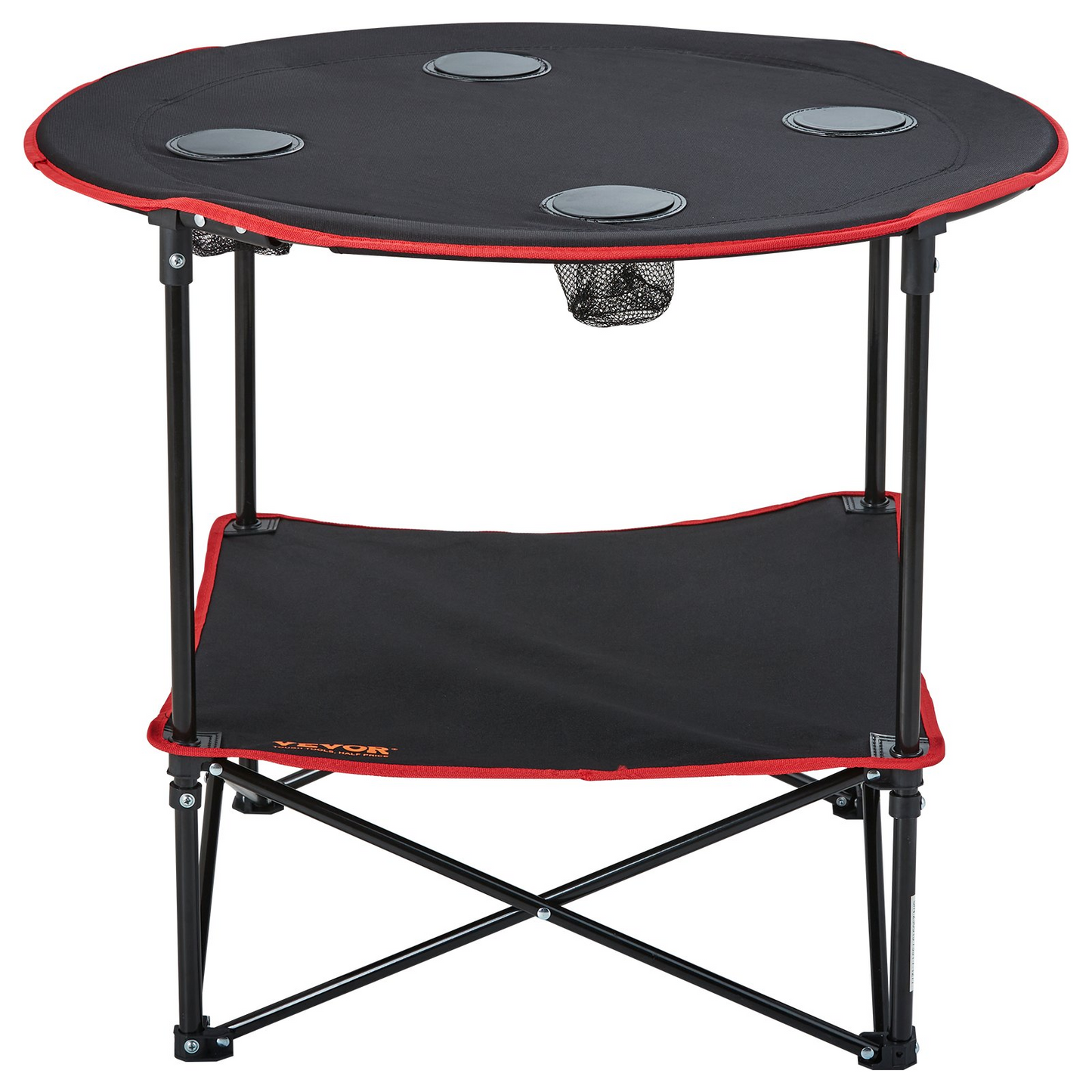 VEVOR Folding Camping Table, Outdoor Portable Side Tables, Lightweight Fold Up Table, 600D Oxford Fabric & Steel Ultra Compact Work Table with Large Storage & Carry Bag, For Beach Picnic, 28.3"x24"