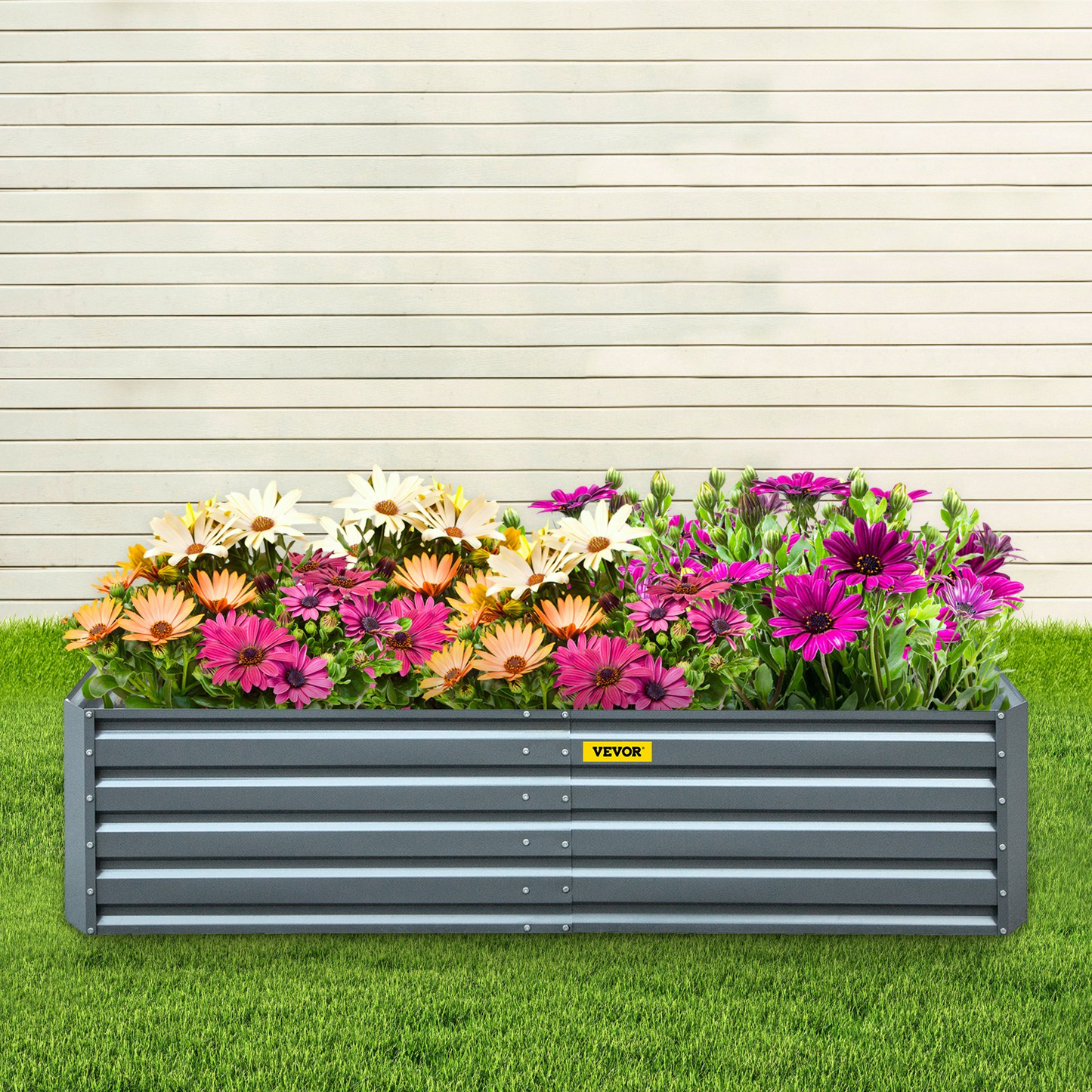 VEVOR Galvanized Raised Garden Bed, 80" x 40" x 19" Metal Planter Box, Gray Steel Plant Raised Garden Bed Kit, Planter Boxes Outdoor for Growing Vegetables,Flowers,Fruits,Herbs,and Succulents