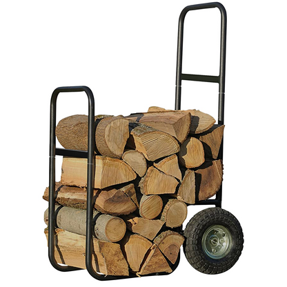 VEVOR Firewood Cart, 220 lbs Weight Capacity, Wood Carrier with Wheels, Binding Rope and Water-proof Tarp, Utility Log Rack for Storage or Move, Dolly Hauler for Indoor and Outdoor Fireplace, Black