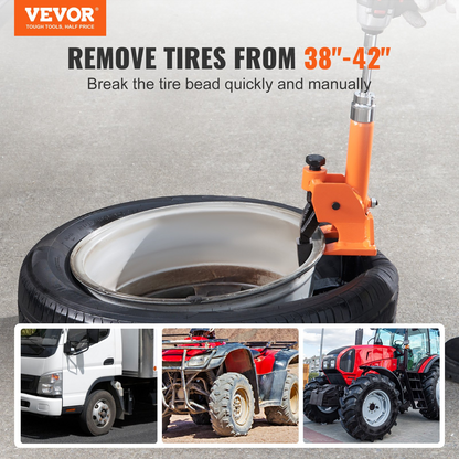 VEVOR Manual Tire Bead Breaker, 38"-42" Tires Changer Tool with Rubber Pad, Protect Aluminum Alloy Hubs, Easy-Operated Tire Repair Tool for ATVs/UTVs, Tractors, Trucks, Cars, Heavy Duty Tires