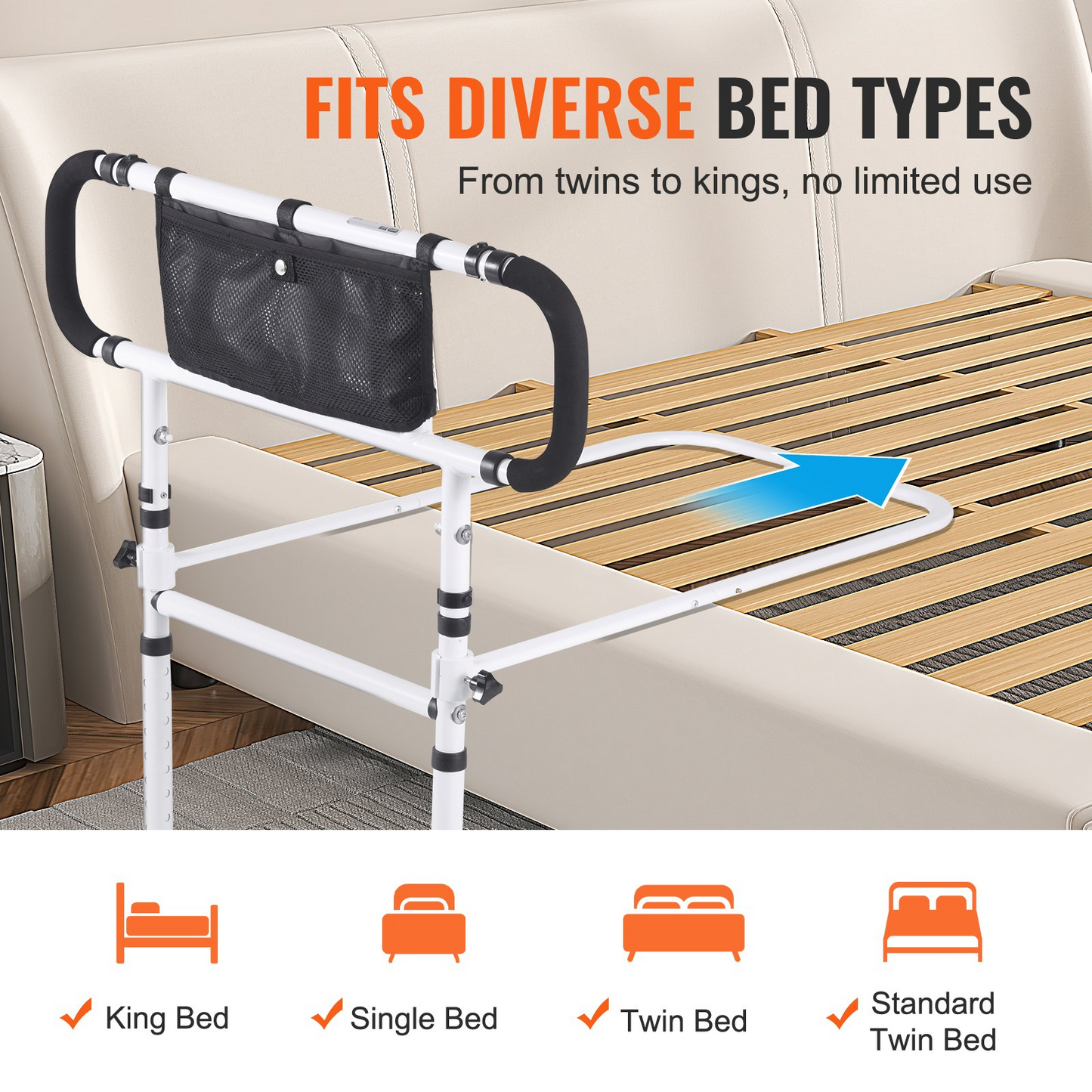 VEVOR Bed Rails for Elderly Adults 180° Foldable Bed Rails for Seniors 450LBS