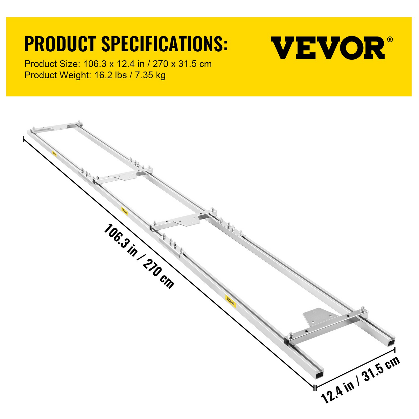 VEVOR Rail Mill Guide System 9 FT Chainsaw Mill Rail Guide with 4 Wood Fixing Plate Rail Mill Guide Used in Combination with The Saw Mill