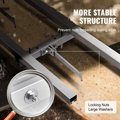 VEVOR Rail Mill Guide System, 9 ft Milling Guide, 4 Crossbar Kits Chainsaw Mill Rail Guide, Aluminum Adjustable Saw Mill Rail System Work with Chainsaw Mills for Builders and Woodworkers