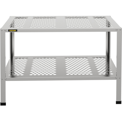 VEVOR Potting Bench, 42" L x 24" W x 32" H, Aluminum Alloy Outdoor Workstation with Rubber Feet, Multi-use Double Layers Gardening Table for Greenhouse, Patio, Porch, Backyard, Silver