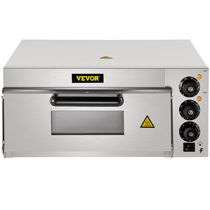 VEVOR Commercial Pizza Oven Countertop, 14" Single Deck Layer, 110V 1300W Stainless Steel Electric Pizza Oven with Stone and Shelf, Multipurpose Indoor Pizza Maker for Restaurant Home Pretzels Baked