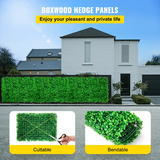 VEVOR Artificial Boxwood Panel UV 10pcs Boxwood Hedge Wall Panels Artificial Grass Backdrop Wall 24X16" 4cm Green Grass Wall Fake Hedge for Decor Privacy Fence Indoor Outdoor Garden Backyard