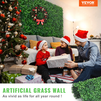 VEVOR 12PCS 20x20inch Artificial Boxwood Panels,Boxwood Hedge Wall Panels,Artificial Grass Backdrop Wall 1.6",Privacy Hedge Screen UV Protected for Outdoor Indoor Garden Fence Backyard