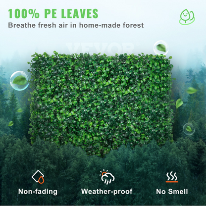 VEVOR 12PCS 20x20inch Artificial Boxwood Panels,Boxwood Hedge Wall Panels,Artificial Grass Backdrop Wall 1.6",Privacy Hedge Screen UV Protected for Outdoor Indoor Garden Fence Backyard