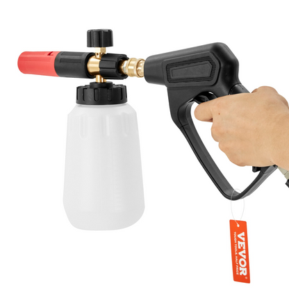 VEVOR Pressure Washer Gun Set, 0.22 Gal Foam Cannon, 4000 PSI Washer Spay Gun with 1/4 Inch Quick Connector & 5 Nozzle Tips, Pressure Washer Handle with M22-14 mm & M22-15mm & 3/8'' Inlet Connector