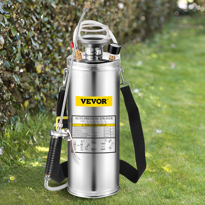 VEVOR 3Gal Stainless Steel Sprayer, Set with 20" Wand& Handle& 3FT Reinforced Hose, Hand Pump Sprayer with Pressure Gauge&Safety Valve, Adjustable Nozzle Suitable for Gardening and Sanitizing