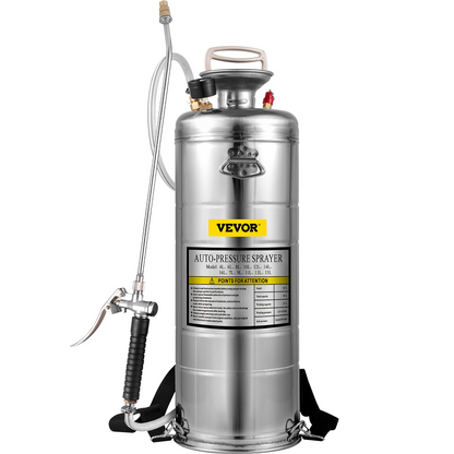 VEVOR 3.5Gal Stainless Steel Sprayer,l Set with 20" Wand& Handle& 3FT Reinforced Hose, Hand Pump Sprayer with Pressure Gauge&Safety Valve, Adjustable Nozzle Suitable for Gardening& Sanitizing