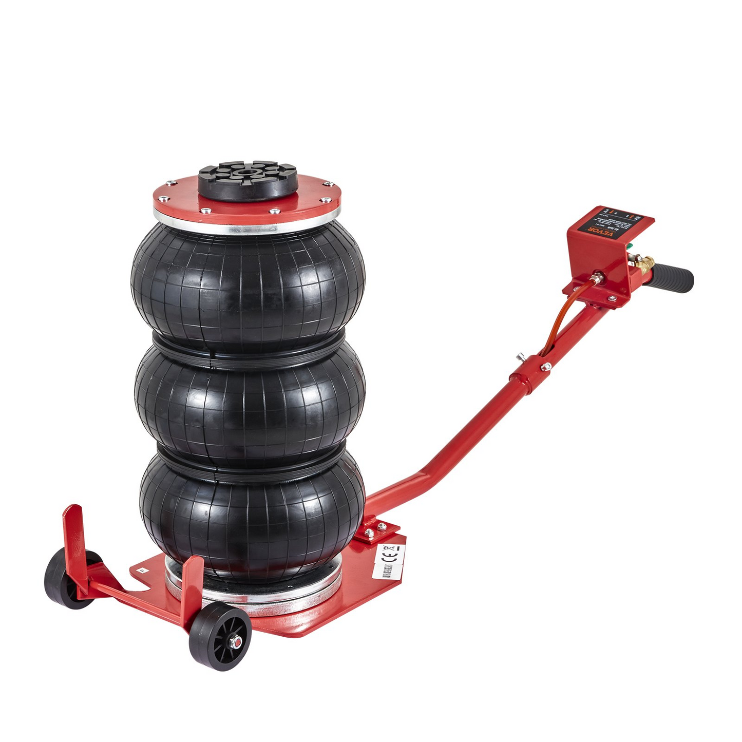 VEVOR Air Jack, 3 Ton/6600 lbs Triple Bag Air Jack, Airbag Jack with Six Steel Pipes, Lift up to 17.7 inch/450 mm, 3-5 s Fast Lifting Pneumatic Jack, with Long Handles for Cars, Garages, Repair, (Red)