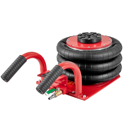 VEVOR Air Jack, 3 Ton/6600 lbs Triple Bag Air Jack, Airbag Jack with Six Steel Pipes, Lift up to 17.7 inch/450 mm, 3-5 s Fast Lifting Pneumatic Jack, with Side Handles for Car, Garage, Repair (Red)