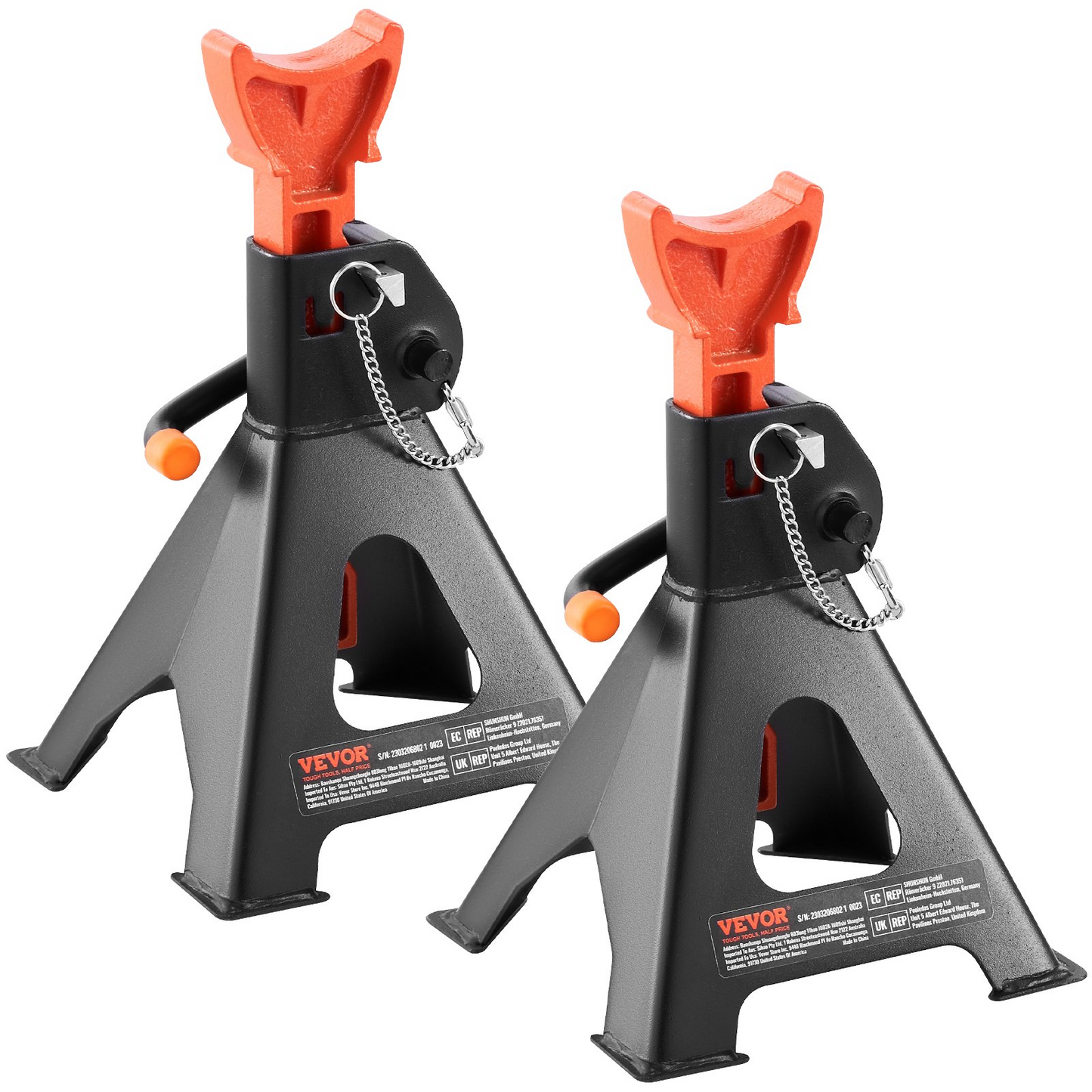 VEVOR Jack Stands, 3 Ton (6,000 lbs) Capacity Car Jack Stands Double Locking, 10.8-16.3 inch Adjustable Height, for lifting SUV, Pickup Truck, Car and UTV/ATV, Red, 1 Pair