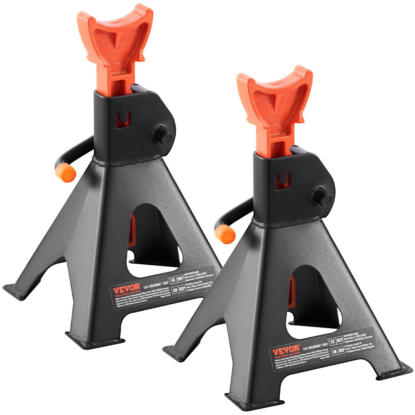 VEVOR Jack Stands, 3 Ton (6,000 lbs) Capacity Car Jack Stands, 10.8-16.3 inch Adjustable Height, for lifting SUV, Pickup Truck, Car and UTV/ATV, Red, 1 Pair