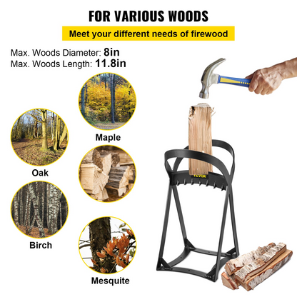 VEVOR Log Splitter 20.3" x 13.2", Wood Splitter for 8" Diameter Wood, Firewood Splitter 8.6 Lbs, Easy to Carry, Manual Log Splitter Made of Q235 Steel, with 4 Screws & Blade Cover, for Home, Campsite