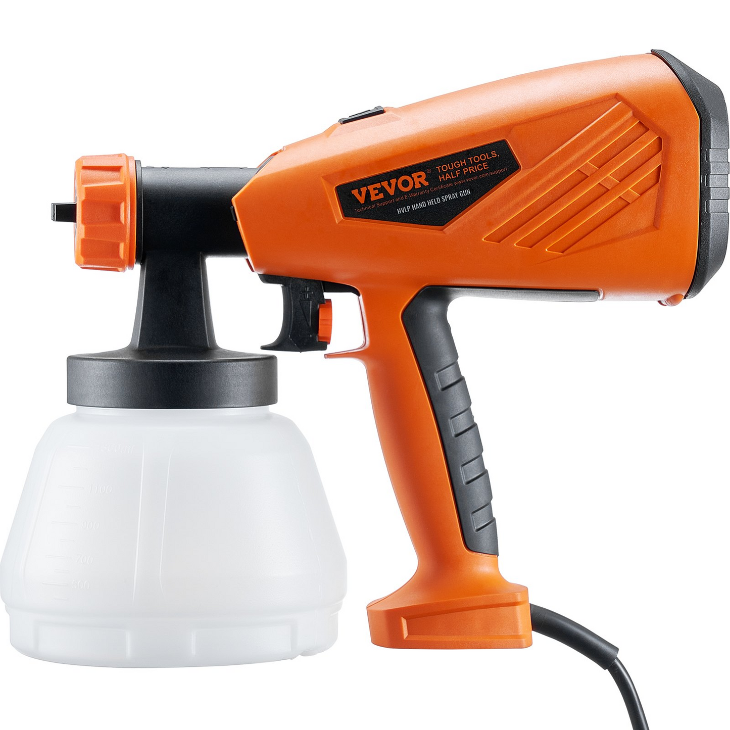 VEVOR 700W Electric Paint Sprayer with 1300ml Container - HVLP Spray Gun with 5 Copper Nozzles - Ideal for Home Interior, Exterior, House Painting, and Furniture - Includes 3 Spray Patterns