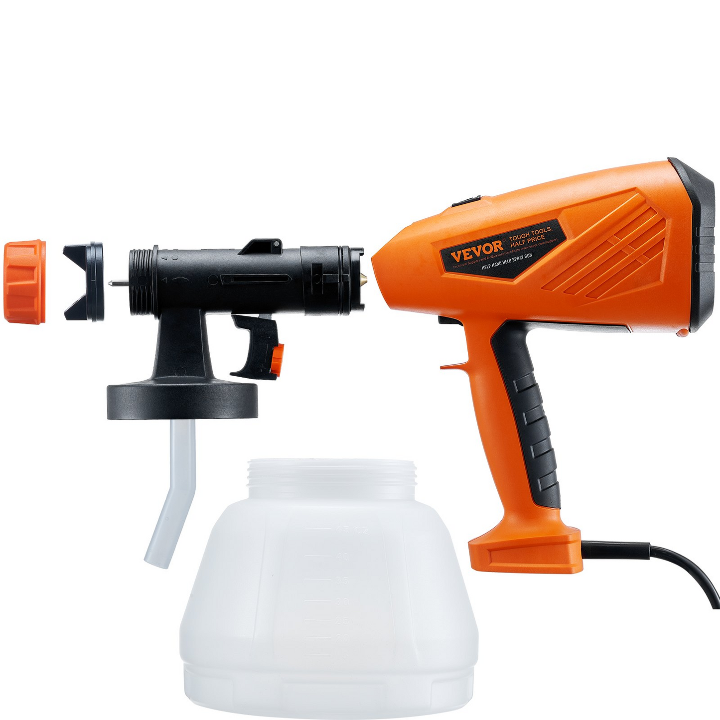 VEVOR 700W Electric Paint Sprayer with 1300ml Container - HVLP Spray Gun with 5 Copper Nozzles - Ideal for Home Interior, Exterior, House Painting, and Furniture - Includes 3 Spray Patterns