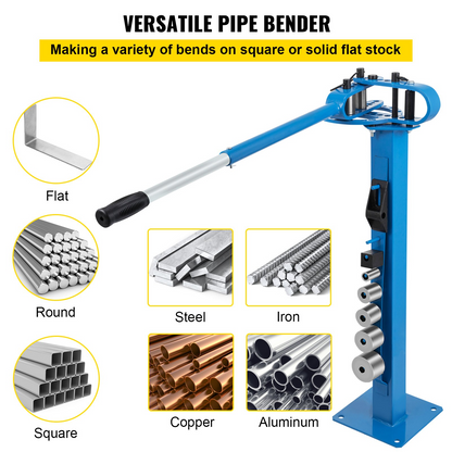 VEVOR YP-38 Metal Bender 1"-3" Flat Bar Square Rod Bending 7 Dies w/ Floor Stand