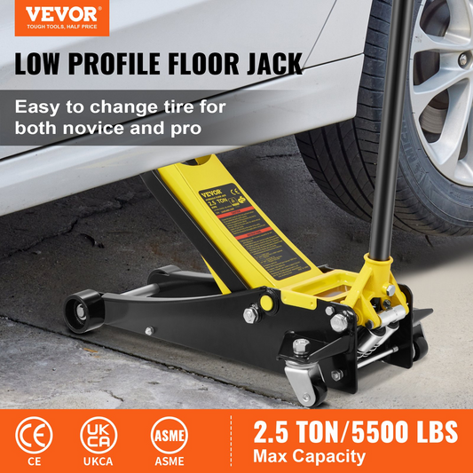 VEVOR Low Profile Floor Jack 2.5 Ton Heavy Duty Steel Dual Piston