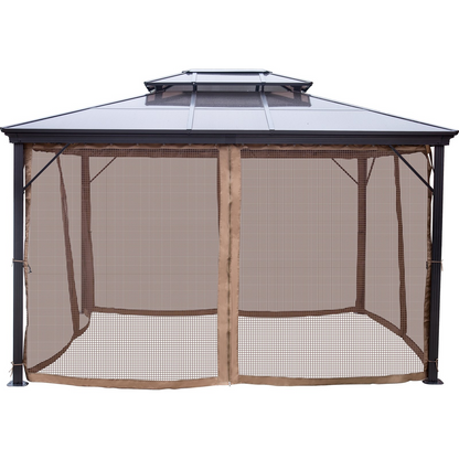 VEVOR Hardtop Gazebo 10' x 12' with Netting - Metal Gazebo Aluminum Permanent Double Tier Roof- Gazebos for Patios, Backyard, Outdoor and Lawn