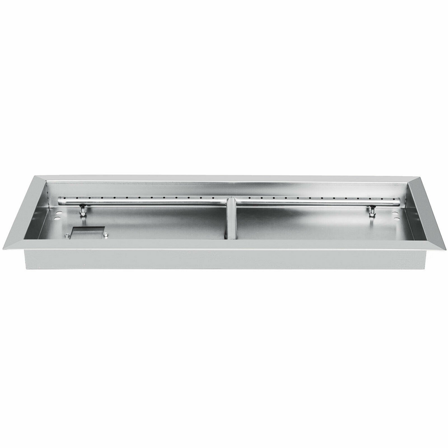 VEVOR 25.5x10 Inch Stainless Steel Rectangular Built-in Fire Pit Pan with H-Burner 90K BTU, Silver