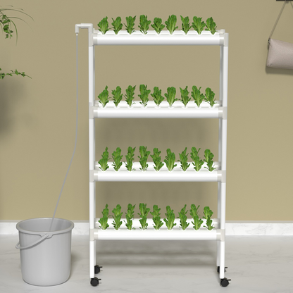 VEVOR Hydroponics Growing System, 72 Sites 8 Food-Grade PVC-U Pipes, 4 Layers Indoor Planting Kit with Water Pump, Timer, Nest Basket, Sponge, for Fruits, Vegetables, Herbs, White