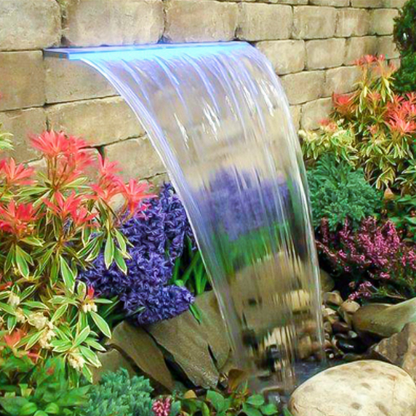 VEVOR Fountain Spillway 35x3.2x8.1 Inch, Pool Waterfall Fountain 17 Colors Led, Pool Water Fall Kit with Remote, Pool Spillway Solid Acrylic Pool Waterfall for Garden Pond, Swimming Pool, Square