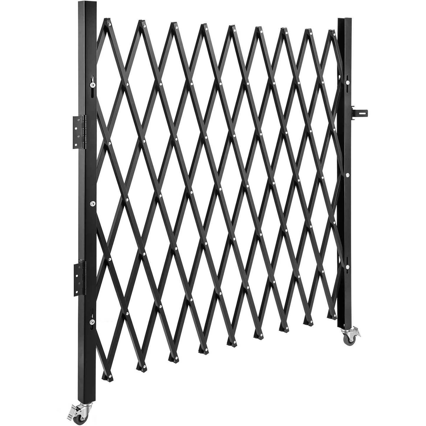 VEVOR Single Folding Security Gate, 48" H x 71" W Folding Door Gate, Steel Accordion Security Gate, Flexible Expanding Security Gate, 360° Rolling Barricade Gate, Scissor Gate or Door with Padlock