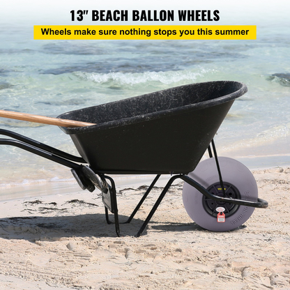 VEVOR Beach Balloon Wheels, 13" Replacement Sand Tires, TPU Cart Tires for Kayak Dolly, Canoe Cart and Buggy w/Free Air Pump, 2-Pack