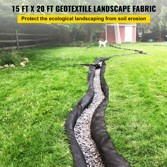 VEVOR Garden Weed Barrier Fabric, 4OZ Heavy Duty Geotextile Landscape Fabric, 15ft x 20ft Non-Woven Weed Block Gardening Mat for Ground Cover, Weed Control Cloth, Landscaping, Underlayment, Black