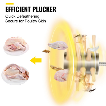 VEVOR Chicken Plucker Drill Attachment, Stainless Steel Drill Chicken Plucker, 18 Fingers Chicken Feather Plucker Machine, 0.4 Inches Shank Poultry Defeathering Machine for Small Chicken Quail Pigeon