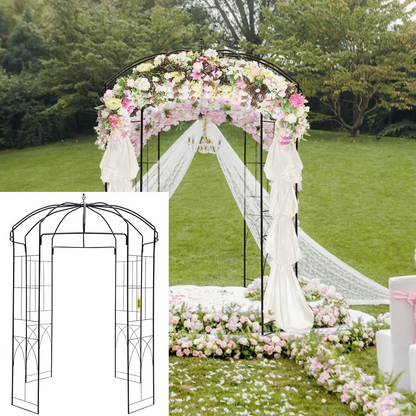 VEVOR Birdcage Shape Garden Arbor, 9' High x 6.6' Wide, Heavy Duty Wrought Iron Arbor, Wedding Arch Trellis for Climbing Vines in Outdoor Garden, Lawn, Backyard, Patio, Black