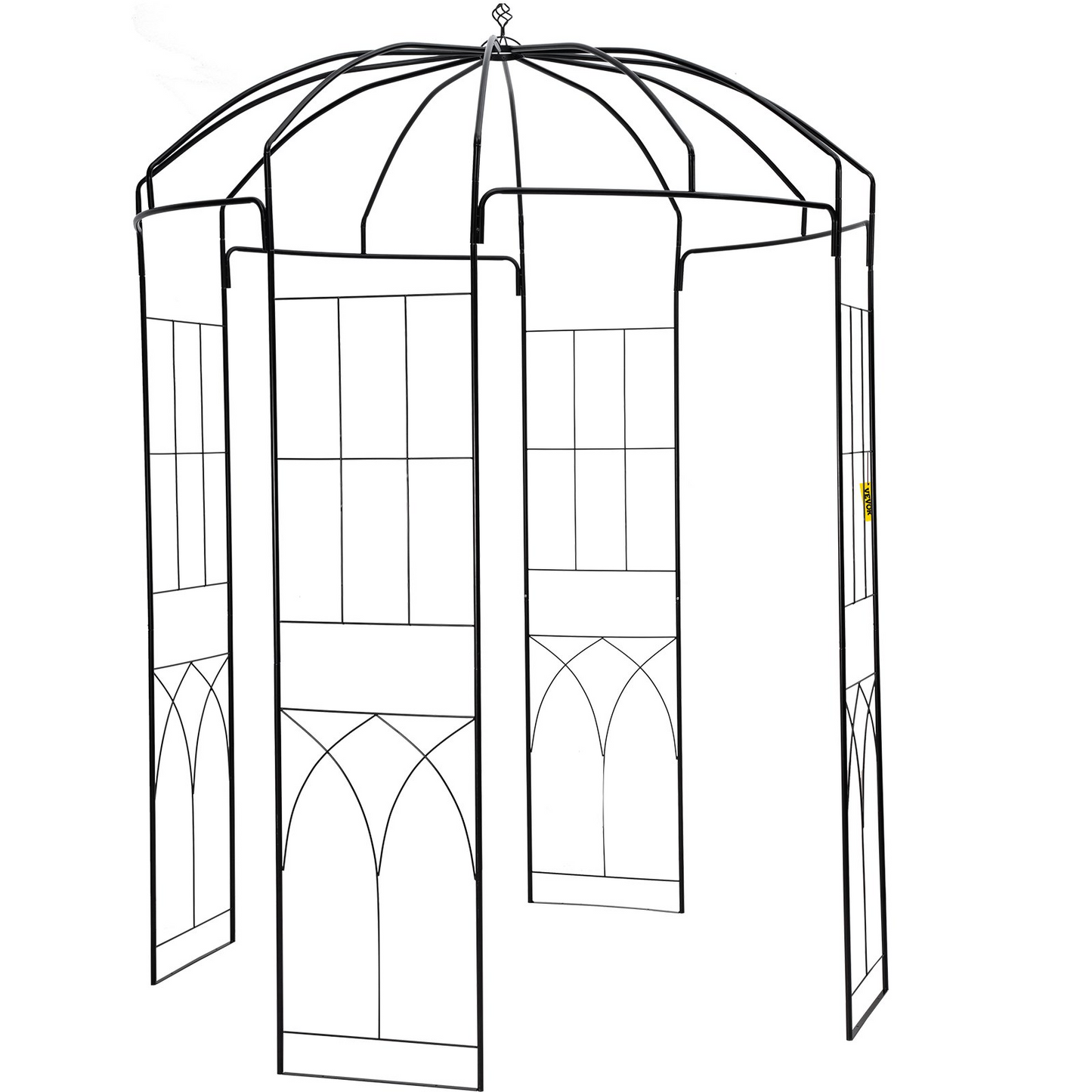 VEVOR Birdcage Shape Garden Arbor, 9' High x 6.6' Wide, Heavy Duty Wrought Iron Arbor, Wedding Arch Trellis for Climbing Vines in Outdoor Garden, Lawn, Backyard, Patio, Black