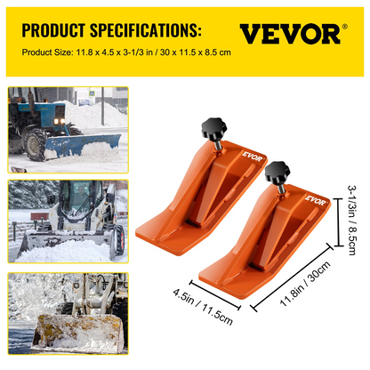 VEVOR Tractor Bucket Protector, 2pcs Ski Edge Protector, 12" Long Turf Tamer Skid Protector, 4" Width, Heavy Duty Steel Bucket Attachment for Snow Leaves Removal, Spreading Gravel, Orange