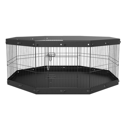 VEVOR Dog Playpen, 8 Panels Foldable Metal Dog Exercise Pen with Top Cover and Bottom Pad, 24" H Pet Fence Puppy Crate Kennel, Indoor Outdoor Dog Pen for Small Medium Pets, for Camping, Yard