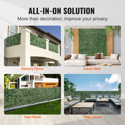 VEVOR Ivy Privacy Fence, 39 x 158in Artificial Green Wall Screen, Greenery Ivy Fence with Mesh Cloth Backing and Strengthened Joint, Faux Hedges Vine Leaf Decoration for Outdoor Garden, Yard, Balcony