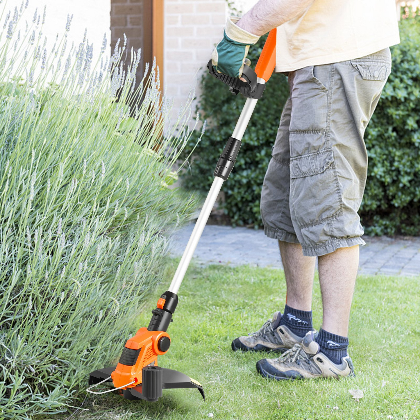 VEVOR Cordless String Trimmer, 12" 20 V Battery Powered Weed Eater With Auto Feed, 3 Spools, Battery and Charger Included, Cordless Weed Wacker for Trimming and Edging, for Lawns, Orchards, Driveways