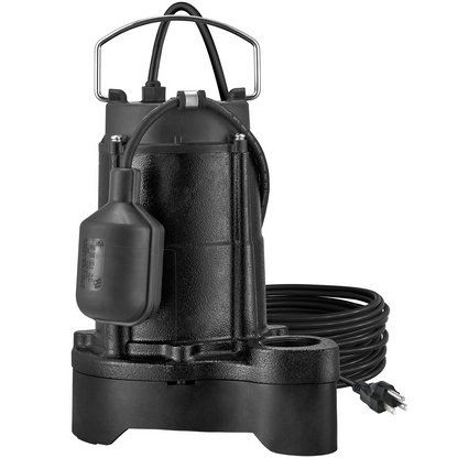 VEVOR Submersible Sump Pump Water Pump 1/2HP 3960GPH Cast Iron w/ Float Basement