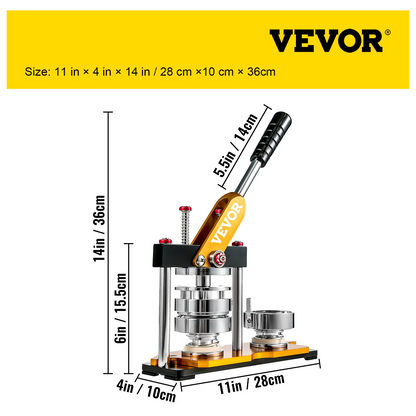 VEVOR Button Maker 75mm Rotate Button Maker 3inch Badge Maker Punch Press Machine with 100 Sets Circle Button Parts for Friends Children DIY Gifts