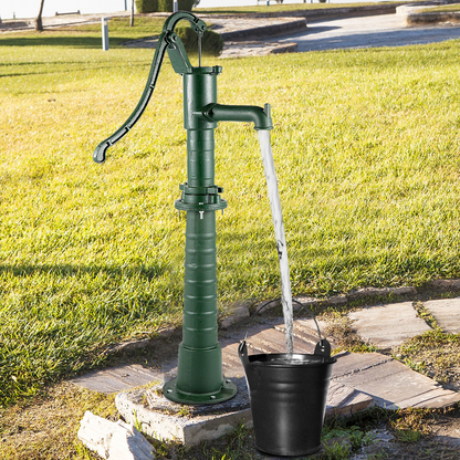 VEVOR Hand Water Pump w/ Stand, 15.7 x 9.4 x 51.6 inch Pitcher Pump& 26 inch Pump Stand w/ Pre-set 1/2" Holes for Easy Installation, Rustic Cast Iron Well Pump for Yard, Garden, Farm Irrigation, Green