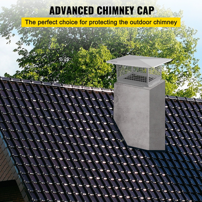 VEVOR Chimney Cap, 13" x 21" Flue Caps, 304 Stainless Steel Fireplace Chimney Cover, Adjustable Metal Spark Arrestor with Bolts Screws, Mesh Chimney Flue Cover for Outside Existing Clay Flue Tile