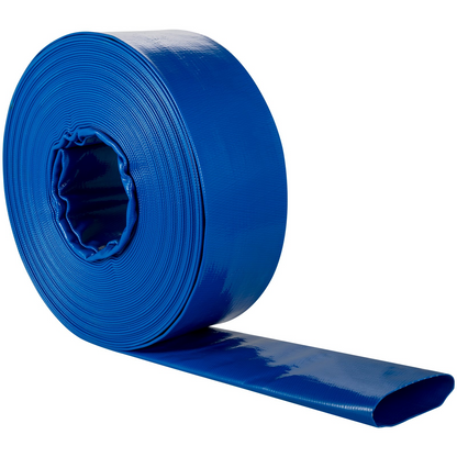 VEVOR Discharge Hose, 1-1/2" x 105', PVC Fabric Lay Flat Hose, Heavy Duty Backwash Drain Hose with Clamps, Weather-proof & Burst-proof, Ideal for Swimming Pool & Water Transfer, Blue