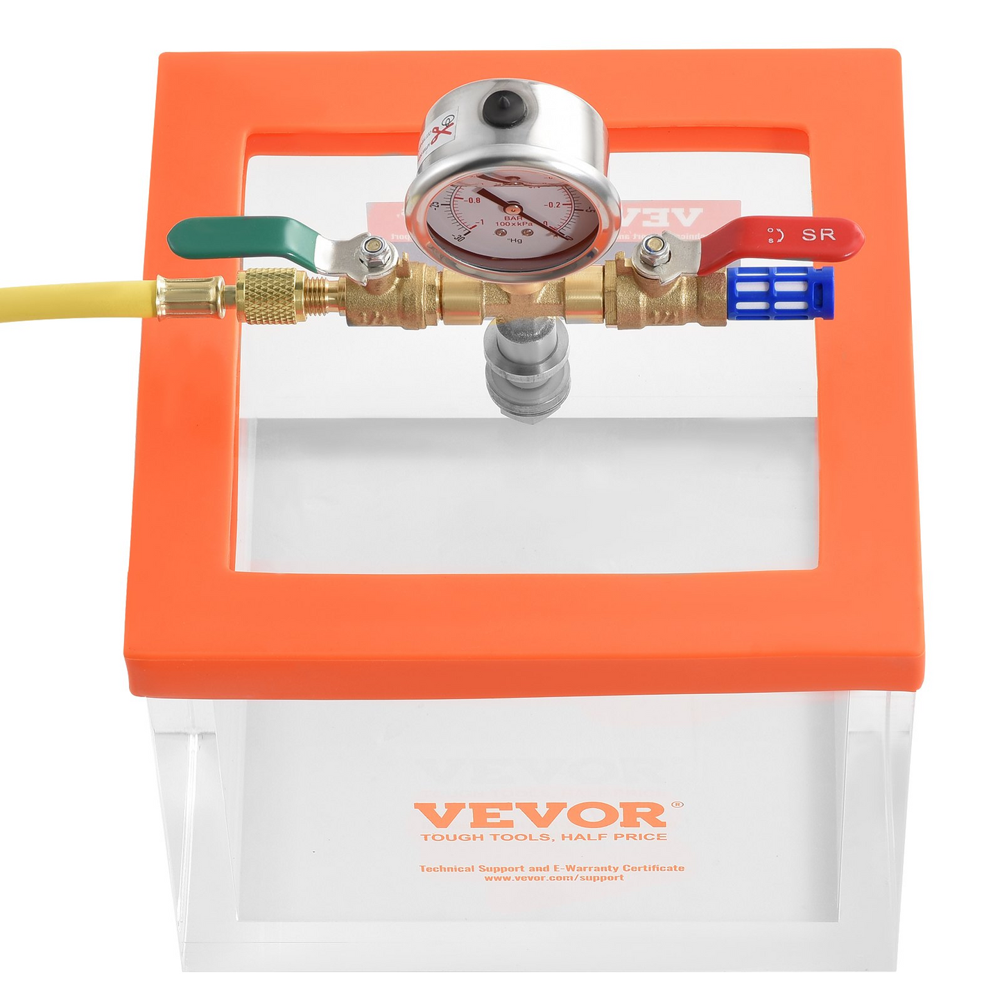 VEVOR 2 Gallon Vacuum Chamber, Upgraded Multipurpose Acrylic Vacuum Degassing Chamber, Transparent Vacuum Chamber, for Resin Degassing, Silica Gel Degassing, Gypsum Degassing and Vacuum Extraction