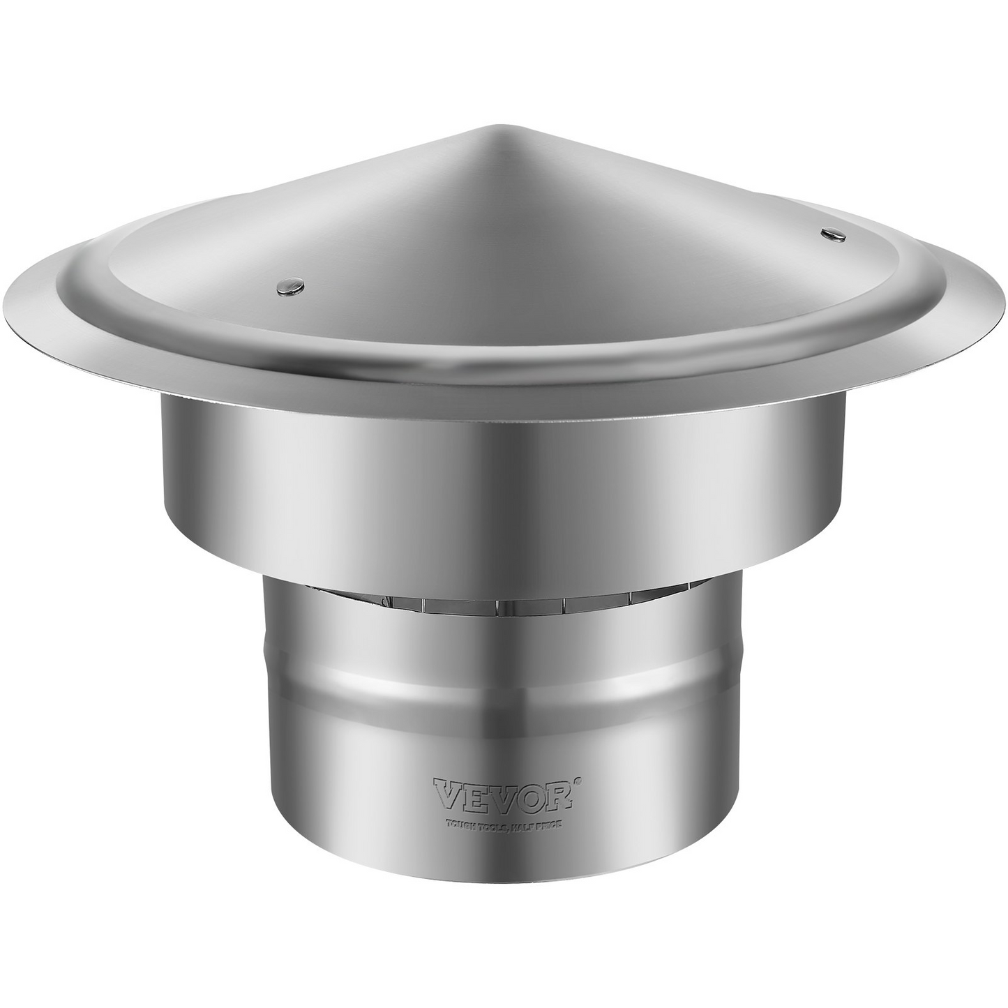 VEVOR Chimney Cap, 6 inch, 304 Stainless Steel Round Roof Rain Cap, 11.81-inch Increased Caps, All Weather & Reinforced Screws & Easy Installation, for Perfect Insulation Vent Cover Outside, Silver