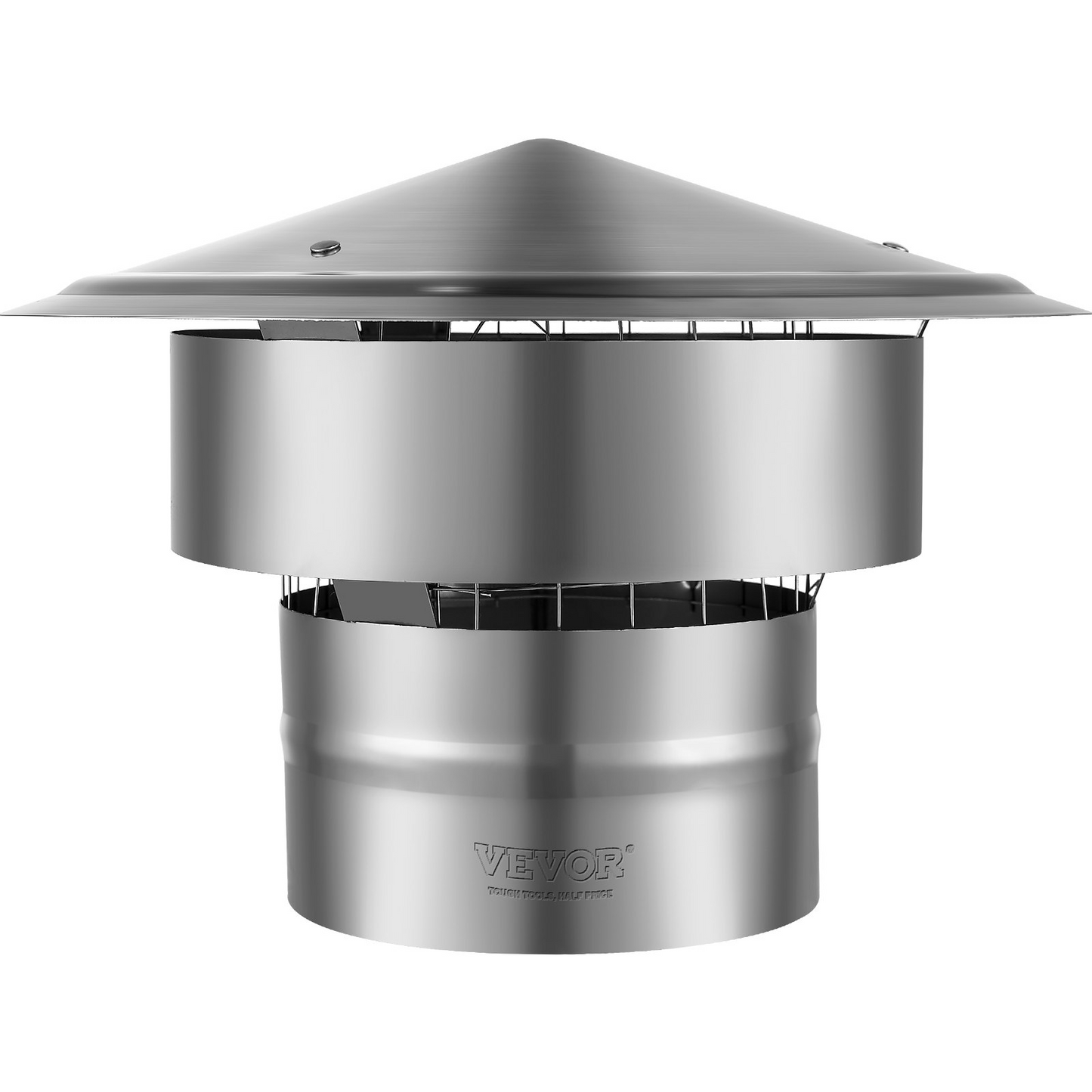 VEVOR Chimney Cap, 6 inch, 304 Stainless Steel Round Roof Rain Cap, 11.81-inch Increased Caps, All Weather & Reinforced Screws & Easy Installation, for Perfect Insulation Vent Cover Outside, Silver