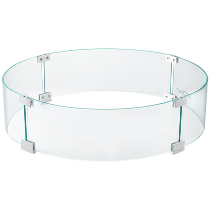 VEVOR Fire Pit Wind Guard, 29.1x29.1x6 inch Glass Flame Guard, Round Glass Shield, 1/4-Inch Thick Fire Table, Clear Tempered Glass Flame Guard, Aluminum Alloy Feet for Propane, Gas, Outdoor